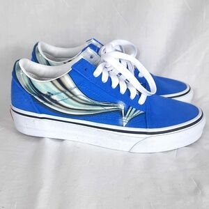 VANS Old Skool Canvas Suede Shoes Mens 3.5 Womens 5 Warp Nebulas Blue Chrome NEW